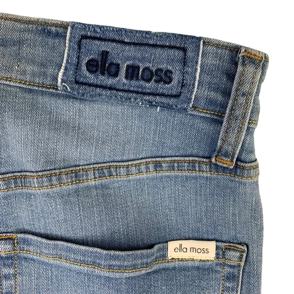 Ella Moss Patchwork Light Wash Wide Leg Crop Jeans Frayed Hem Retro BoHo Sz. 27